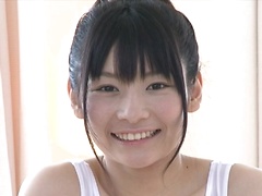 Tsubasa wears a white translucent one-piece swimsuit for self service, water spray and tickling