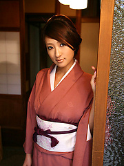 Sexy gravure idol beauty slowly takes off her pink kimono - Japarn porn pics at JapHole.com