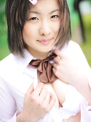 Outdoor posing of cute japanese girl Yukino