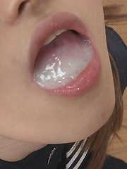 Brown-haired japanese girl swallowing cum - Japarn porn pics at JapHole.com