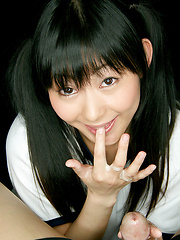 Brunette japanese girl Kawai Anri with pigtails  - Japarn porn pics at JapHole.com