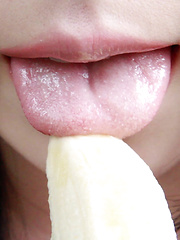 Machiko's tiny mouth could barely wrap around the hentai fruit and it didn't take long before she slowly pressed the banana against her perfect shaved pussy. - Japarn porn pics at JapHole.com