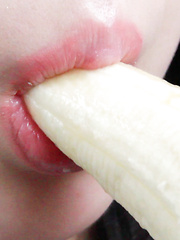Machiko's tiny mouth could barely wrap around the hentai fruit and it didn't take long before she slowly pressed the banana against her perfect shaved pussy. - Japarn porn pics at JapHole.com