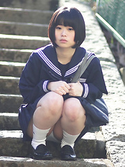 Minori is fresh, cute, and barely 18 years old. She never did chakuero shooting before so we started easy with Japanese schoolgirl cosplay and fan service! - Japarn porn pics at JapHole.com