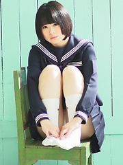 Minori is fresh, cute, and barely 18 years old. She never did chakuero shooting before so we started easy with Japanese schoolgirl cosplay and fan service! - Japarn porn pics at JapHole.com