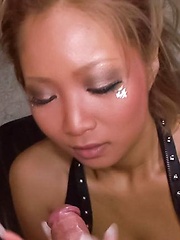 Riku Hinano licks and rubs woody before swallowing it in mouth - Japarn porn pics at JapHole.com
