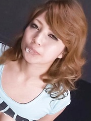 Misaki Aiba Asian gets cum from sucking and rubbing two shlongs - Japarn porn pics at JapHole.com