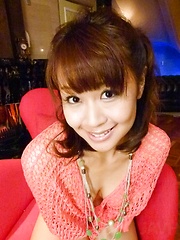 Maika Asian with cans in fishnet blouse puts vibrator on beaver - Japarn porn pics at JapHole.com