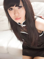 Yuko Asian in heels and cute dress has hands tied of her boobs - Japarn porn pics at JapHole.com