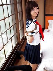 Shiryl Asian in school uniform is punished and tied in ropes - Japarn porn pics at JapHole.com