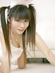 Ayumi Hayama Asian with big hooters and long boots is playful