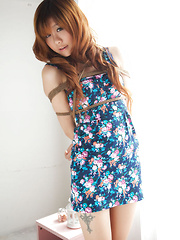 Apple Asian doll in cute dress and heels has hands tied in ropes - Japarn porn pics at JapHole.com