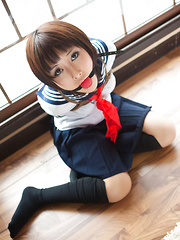Dimdim Asian in school uniform is tied in ropes and canÂ´t scream - Japarn porn pics at JapHole.com