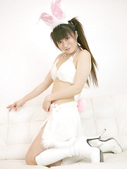 Ayumi Hayama Asian has big tits in fluffy bunny outfit and plays - Japarn porn pics at JapHole.com