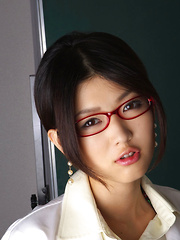 Noriko Kijima Asian is erotic doctor with red fishnets and specs - Japarn porn pics at JapHole.com