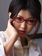 Noriko Kijima Asian is erotic doctor with red fishnets and specs - Japarn porn pics at JapHole.com