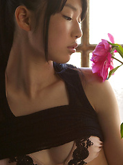 Tomoe Yamanaka Asian in stockings shows nasty behind at window - Japarn porn pics at JapHole.com
