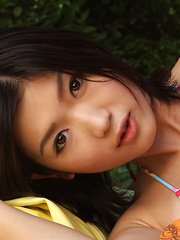 Noriko Kijima Asian with big tits in bath suit plays outdoor - Japarn porn pics at JapHole.com