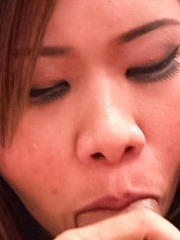 Eve Asian nymphet rubs her cunt with long nails and sucks shlong - Japarn porn pics at JapHole.com