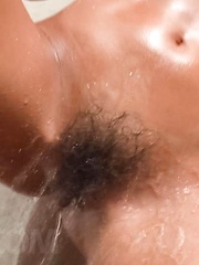 Kurea Mutou Asian pleasures boobs with soap and slit with shower - Japarn porn pics at JapHole.com