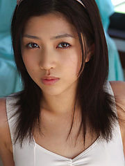 Azusa Togashi Asian doll in white bath suit wants to go outside - Japarn porn pics at JapHole.com