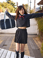 Teen Kana Yuuki is schoolgirl with nice face and slender figure - Japarn porn pics at JapHole.com