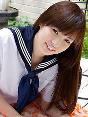 Maho Kimura Asian undresses school uniform right in the park - Japarn porn pics at JapHole.com