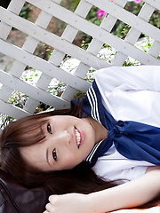 Maho Kimura Asian undresses school uniform right in the park - Japarn porn pics at JapHole.com