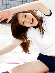 Kana Yuuki Asian with hot ass in shorts wants to fly on broom - Japarn porn pics at JapHole.com