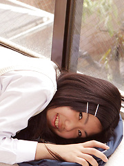 Miho Takai Asian in school uniform is very playful before classes - Japarn porn pics at JapHole.com