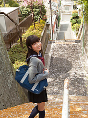 Yuuri Shiina Asian in school uniform is so cute while walking - Japarn porn pics at JapHole.com