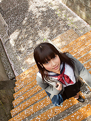 Yuuri Shiina Asian in school uniform is so cute while walking - Japarn porn pics at JapHole.com