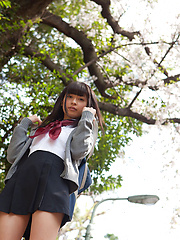 Yuuri Shiina Asian in school uniform is so cute while walking - Japarn porn pics at JapHole.com