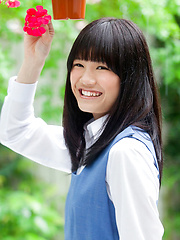 Ai Eikura Asian is shy but shows nasty ass under uniform outdoor - Japarn porn pics at JapHole.com