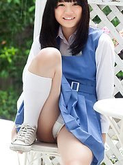 Ai Eikura Asian is shy but shows nasty ass under uniform outdoor - Japarn porn pics at JapHole.com