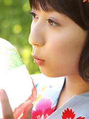 Rio Matsushita Asian shows sexy legs under geisha dress outdoor - Japarn porn pics at JapHole.com