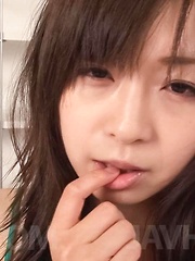 Nozomi Hatsuki Asian puts vibrator on clit and dildo in poonanie - Japarn porn pics at JapHole.com