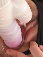 Nozomi Hatsuki Asian puts vibrator on clit and dildo in poonanie - Japarn porn pics at JapHole.com