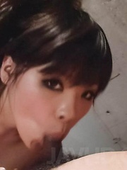 Chihiro Manaka Asian sucks boner and rubs it of her huge hooters - Japarn porn pics at JapHole.com