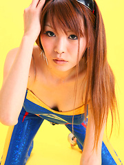 Minami Haduki Asian busty is hot cupcake in blue latex outfit - Japarn porn pics at JapHole.com