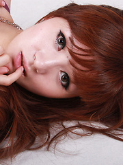 Sandy Asian in red dress is so leering touching her sexy lips - Japarn porn pics at JapHole.com