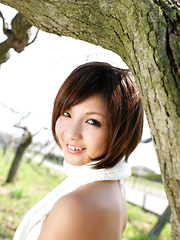 Rina Nagasaki Asian comes in white lingerie to play in nature - Japarn porn pics at JapHole.com