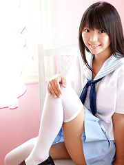 Fuuka Nishihama Asian takes school uniform off piece by piece - Japarn porn pics at JapHole.com