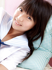 Fuuka Nishihama Asian takes school uniform off piece by piece - Japarn porn pics at JapHole.com