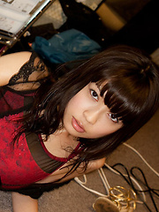 Yuuri Shiina Asian in corset and fishnets loves changing clothes - Japarn porn pics at JapHole.com