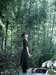 Neo Asian in long dress goes to enjoy reading book in the forest - Japarn porn pics at JapHole.com