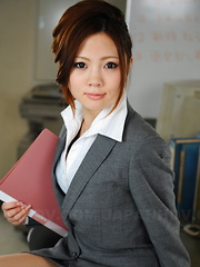 Playful Iroha Kawashima teases in her office - Japarn porn pics at JapHole.com