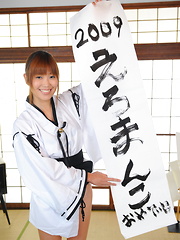 Nasty teen Yuuno Hoshi does nude calligraphy - Japarn porn pics at JapHole.com