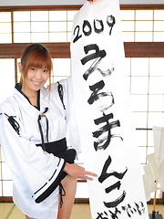 Nasty teen Yuuno Hoshi does nude calligraphy - Japarn porn pics at JapHole.com
