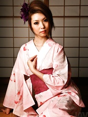 Rinka Kanzaki Asian in geisha dress licks two boners at once - Japarn porn pics at JapHole.com